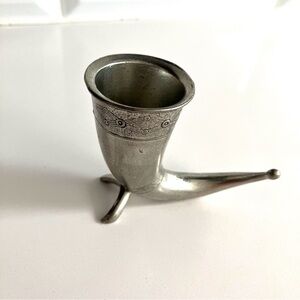 Vintage Pewter Norwegian Viking Horn Silver Liqueur Glass cornucopia